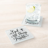 神と共に、すべてのことが可能である – マタイ19:26 ガラスコースター (アングル)