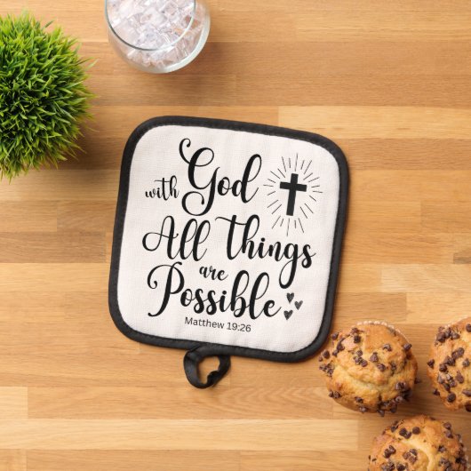 神と共に、すべてのことが可能である – マタイ19:26 鍋敷き (トップダウン)