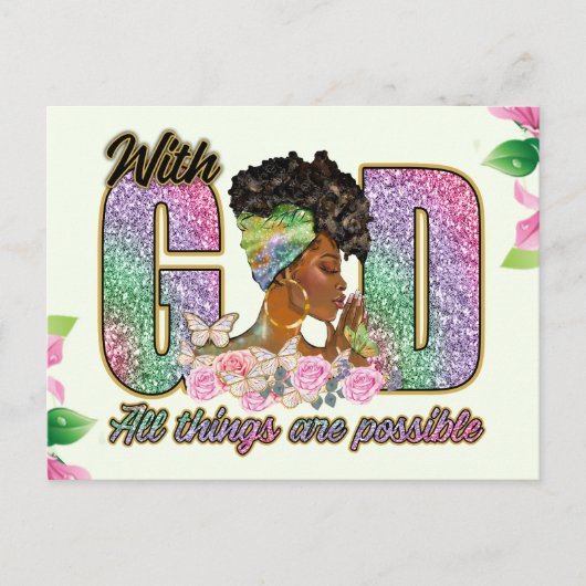 神と共に、すべてのことが可能である、メラニン、シエスタ。 シーズンポストカード (正面)