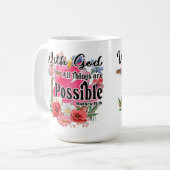 神と共に、すべてのことが可能なキリスト教聖書 コーヒーマグカップ (正面左)