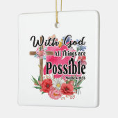神と共に、すべてのことが可能なキリスト教聖書 セラミックオーナメント (左)