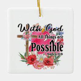 神と共に、すべてのことが可能なキリスト教聖書 セラミックオーナメント
