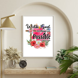 神と共に、すべてのことが可能なキリスト教聖書 ポスター