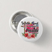 神と共に、すべてのことが可能なキリスト教聖書 缶バッジ (正面&裏面)