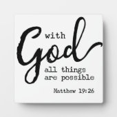 神と共に、すべてのものは可能であるマタイ19:26 フォトプラーク (正面)