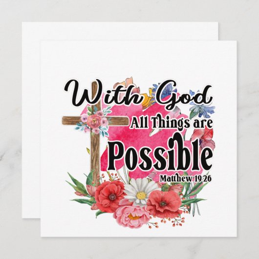 神と共に、すべてのものは可能なキリスト教のカード (正面/裏面)