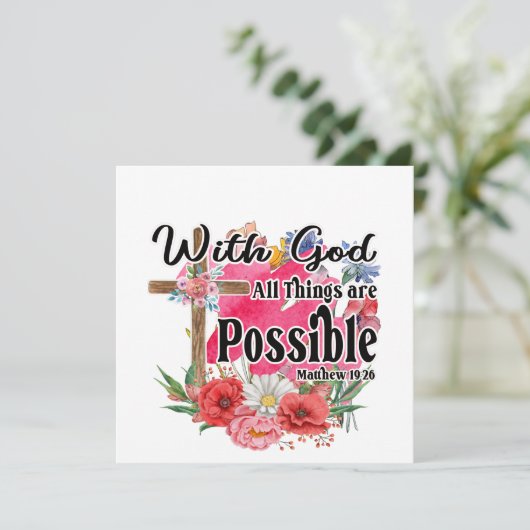 神と共に、すべてのものは可能なキリスト教のカード (スタンド正面)