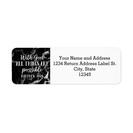 神と共に、すべてのものは可能なキリスト教聖書である ラベル (正面)