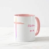 神と共に、すべてのものは可能なピンクのコーヒーマグ マグカップ (正面右)