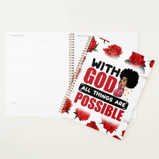 神と共に、すべてのものは可能なメラニン黒い症 プランナー手帳 (ディスプレー)
