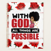 神と共に、すべてのものは可能なメラニン黒い症 プランナー手帳 (正面)