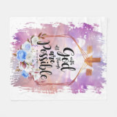 神と共に、すべてのものは可能な聖書の十字架 フリースブランケット (正面(横))