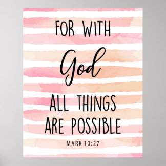 神と共に、すべてのものは可能な聖書の引用文である ポスター