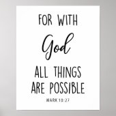 神と共に、すべてのものは可能な聖書の引用文である ポスター (正面)