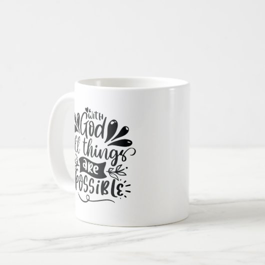 神と共に、すべての事は聖書の聖句の可能性がある コーヒーマグカップ (正面左)