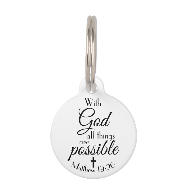 神と共に、すべての事は聖書の聖句の可能性がある ペット　ネームタグ (正面)