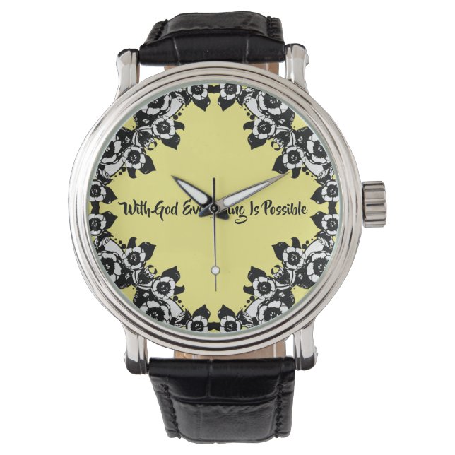 神と共に、すべては可能な聖書の引用文 腕時計 (正面)