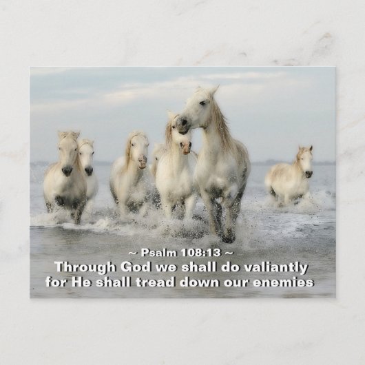 神と共に、私たちは勇ましく行く。詩篇 108:13 ポストカード (正面)