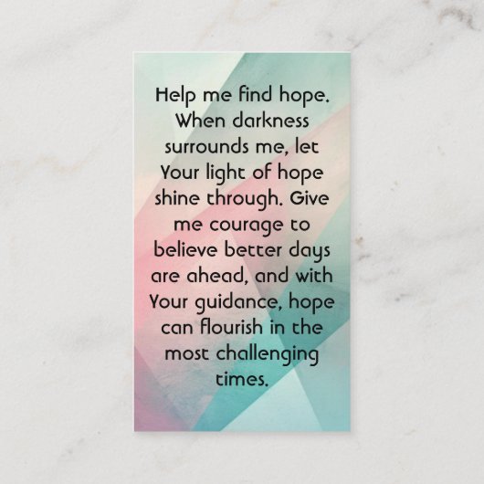 神と共に、私は祈りの言葉を沈めるのを拒む 名刺 (裏面)