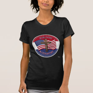 神と国のために – 十字架50星アメリカ国旗 Tシャツ