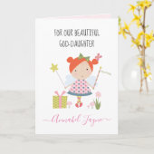 神と娘の誕生日の妖精の女のお洒落子 カード (黄色い花)