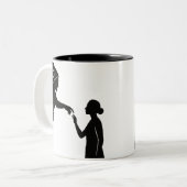 神と宇宙とつながる女性 ツートーンマグカップ (正面左)