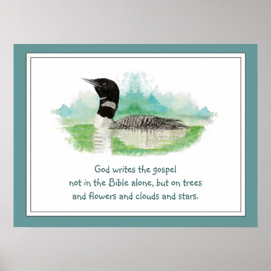 神と自然引用文、水彩ルーンワイルド ポスター (正面)