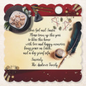 神と親愛サンタノートレッドクリスマスクイルペン ペーパーコースター (正面)