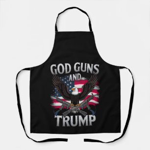 神と銃とトランプ鷲アメリカ国旗ヴィンテージ エプロン