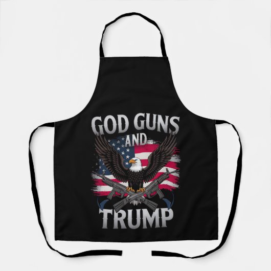 神と銃とトランプ鷲アメリカ国旗ヴィンテージ エプロン (正面)