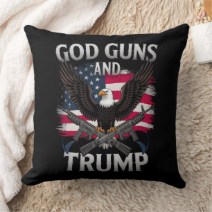 神と銃とトランプ鷲アメリカ国旗ヴィンテージ クッション