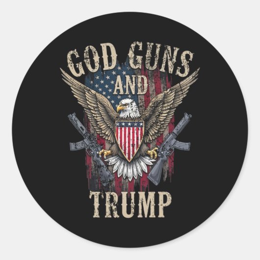 神と銃とトランプ ラウンドシール (正面)