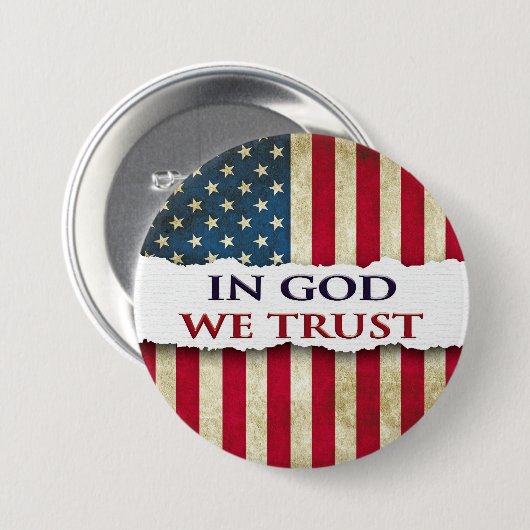 神において私たちは信頼、信仰、自由、伝統 グランジ 缶バッジ (正面&裏面)