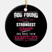 神によってなされる美容師の笑わされるな専門職のデザイン セラミックオーナメント (正面)