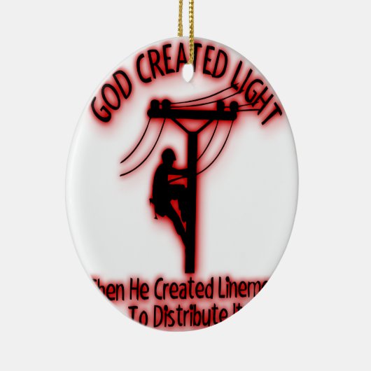 神によって作成されるライトのおもしろいな聖書、架線工夫のデザイン セラミックオーナメント (右)