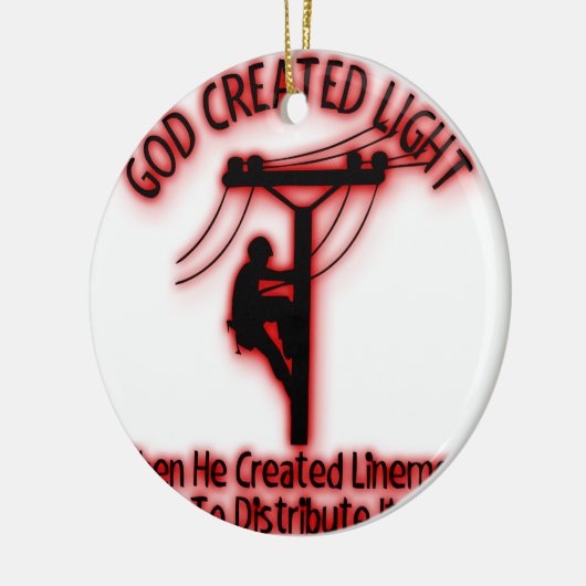 神によって作成されるライトのおもしろいな聖書、架線工夫のデザイン セラミックオーナメント (左)