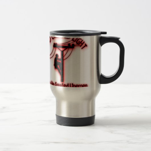 神によって作成されるライトのおもしろいな聖書、架線工夫のデザイン トラベルマグ (右)