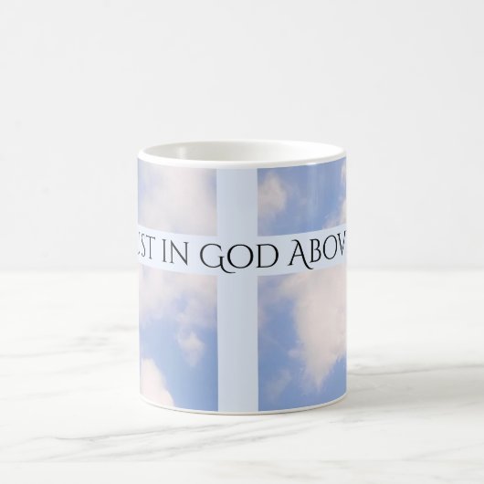 神に信頼するライトブルー復活祭 コーヒーマグカップ (中央)