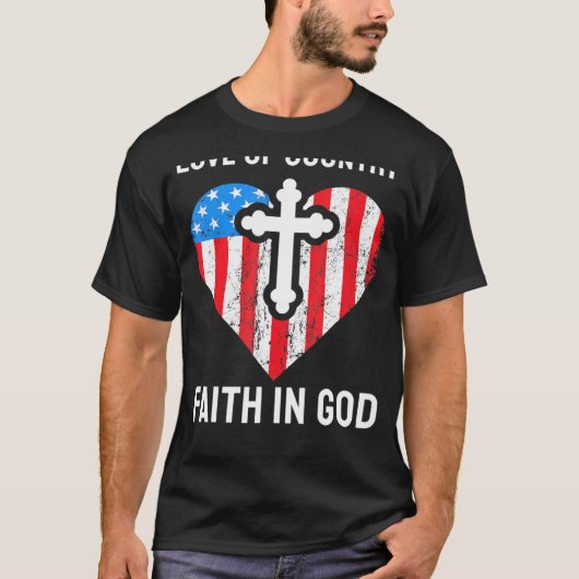 神に対する国の信仰の愛 Tシャツ (正面)