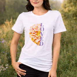 神に愛されるオレンジジニアの花のキリスト教デザイン トライブレンドTシャツ