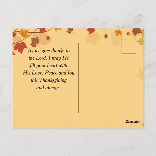 神に感謝を捧げよ、紅葉の感謝祭 ポストカード (裏面)