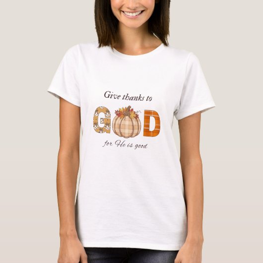 神に感謝を 秋のかぼちゃアート Tシャツ (正面)