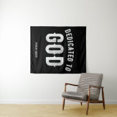 神に捧げられたカスタマイズ可能なクールな白いテキスト タペストリー (インサイチュ(横))