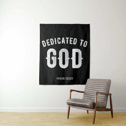 神に捧げられたカスタマイズ可能なクールな白いテキスト タペストリー (インサイチュ)