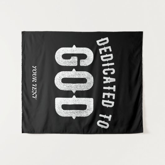 神に捧げられたカスタマイズ可能なクールな白いテキスト タペストリー (正面(横))