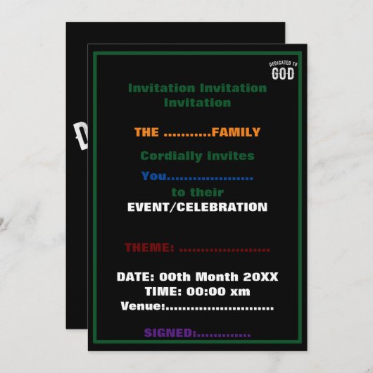 神に捧げられたカスタマイズ可能なクールな白いテキスト 招待状 (正面/裏面)