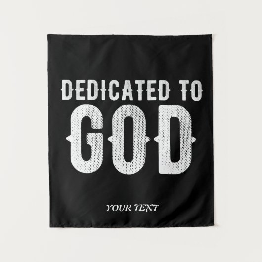 神に捧げられたクールでカスタマイズ可能な白いテキスト タペストリー (正面)