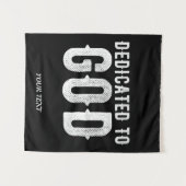 神に捧げられたクールでカスタマイズ可能な白いテキスト タペストリー (正面(横))