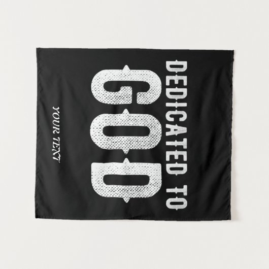 神に捧げられたクールでカスタマイズ可能な白いテキスト タペストリー (正面(横))