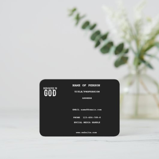 神に捧げるカスタマイズ可能カッコいいな白い文字 名刺 (スタンド正面)